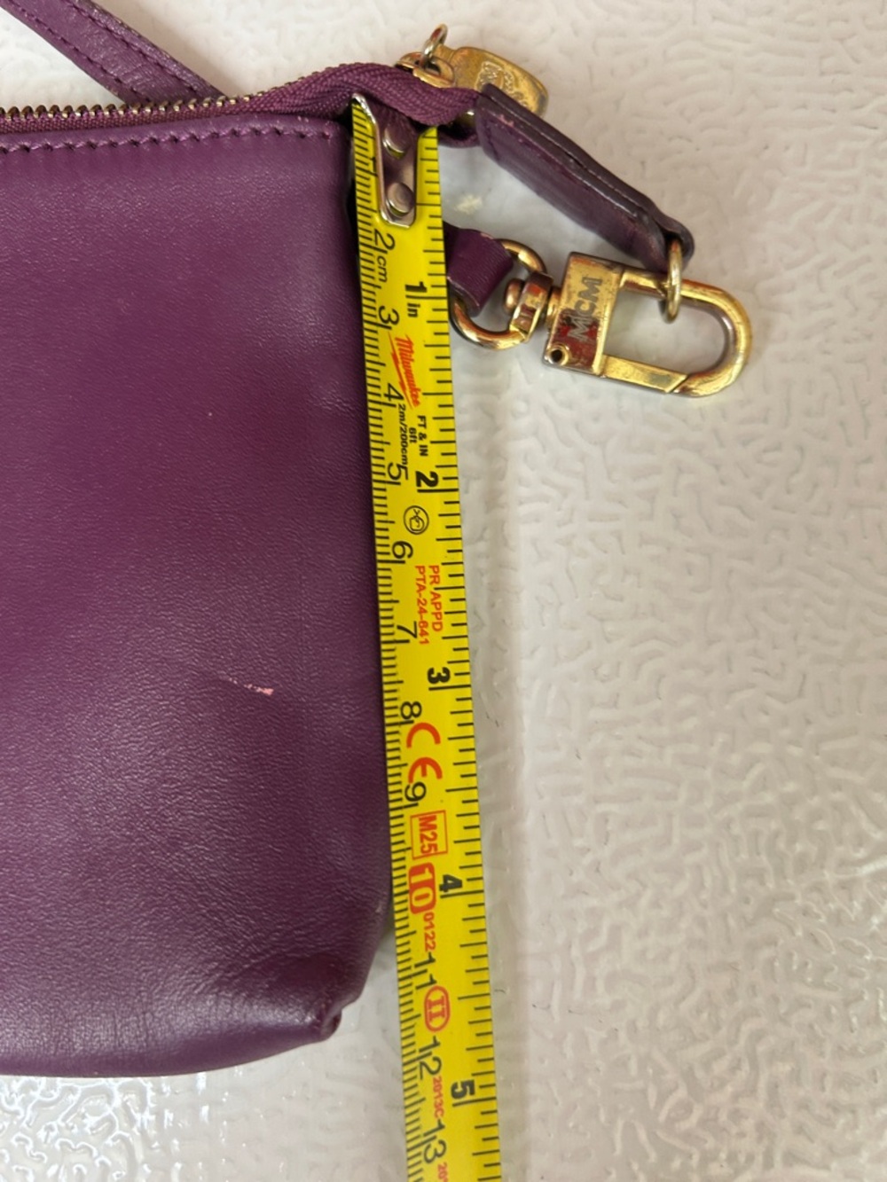 MCM Purple Leather Wristlet Clutch - Picture 7 of 7